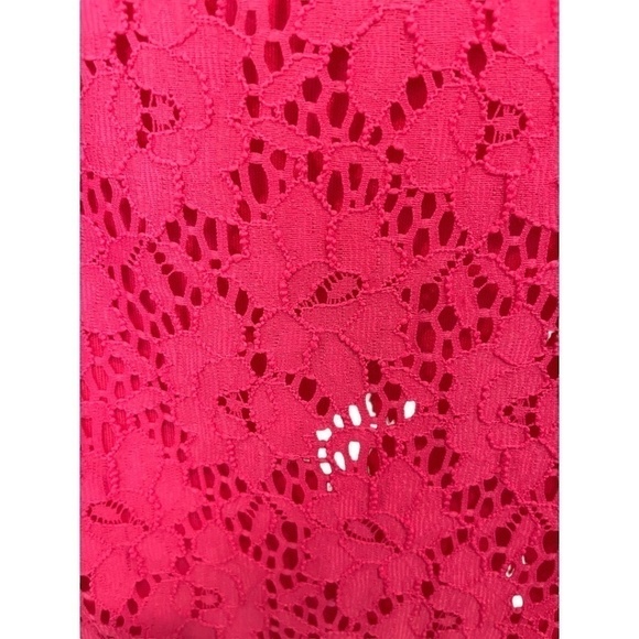 Chaps Pink Fit & Flare Floral Lace Sleeveless Back Zip Barbiecore Dress Size 16 - Picture 3 of 4